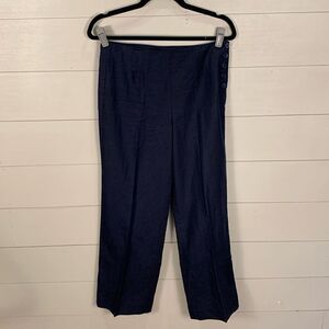 Talbots dark blue linen slacks trousers straight leg 100% linen size 2 petite